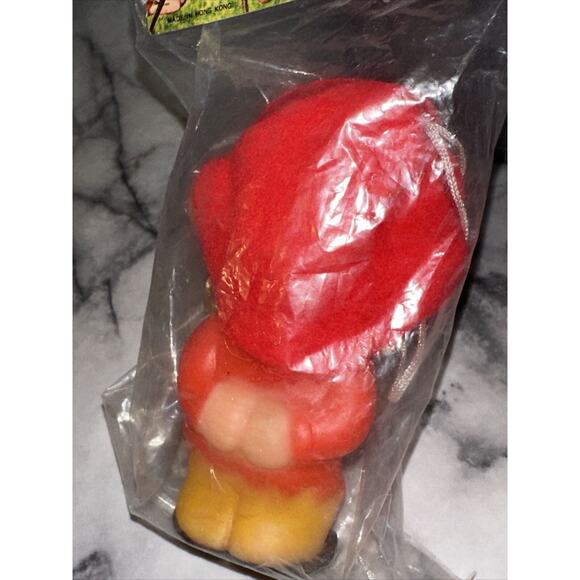 NEW Vintage 4 Plastic Elf Gnome Dwarves Ornaments 1960s 3" Squish Toys Hong Kong - Picture 3 of 8